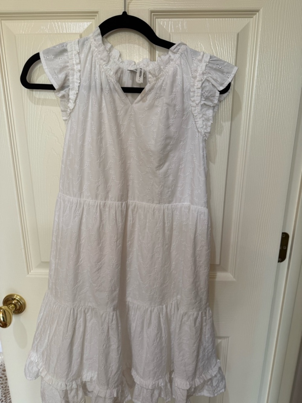 Vineyard Vines White Eyelet Ruffle-Sleeve Dress size L (12/14) girls